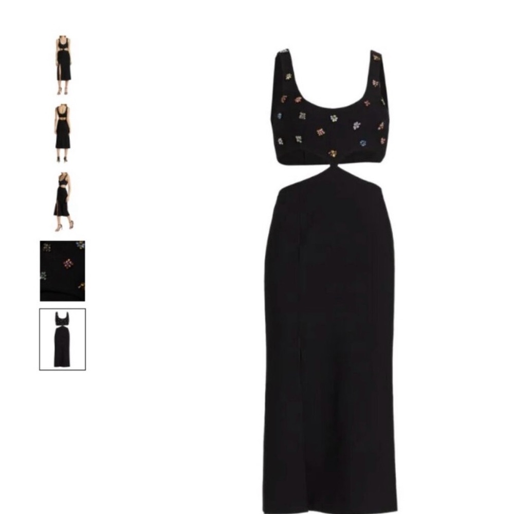 Cinq à Sept Black Embellished Midi Dress